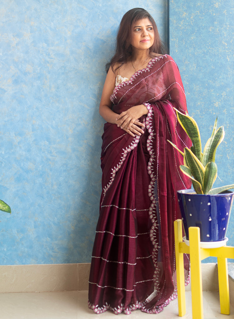 Rosewood Hand Embroidery on Jimmy Choo Sari