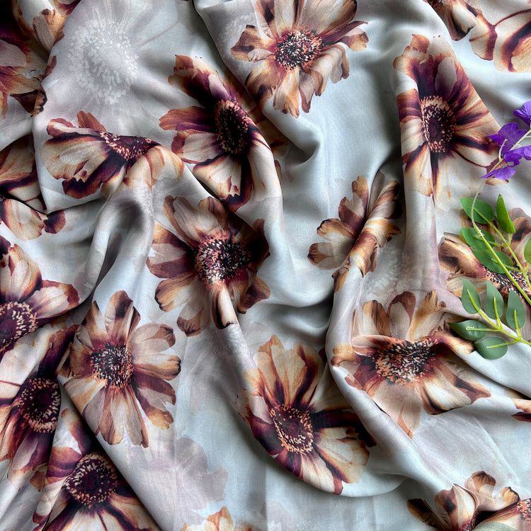 Healing Aloe Crepe Chiffon Vintage  Printed Saree