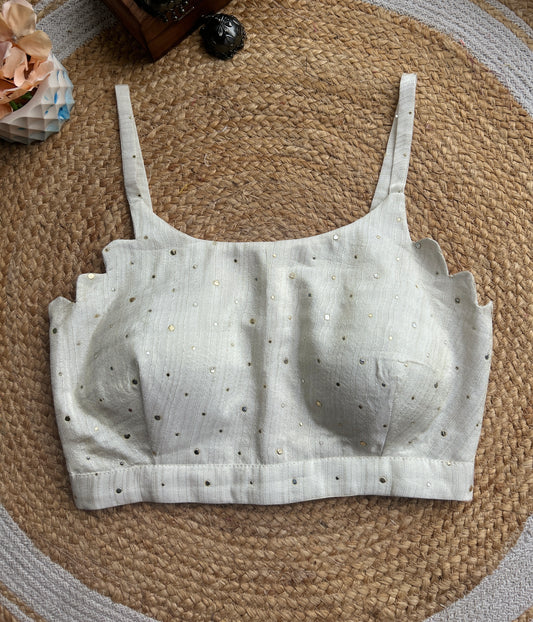 Golden White Silk Designer Blouse