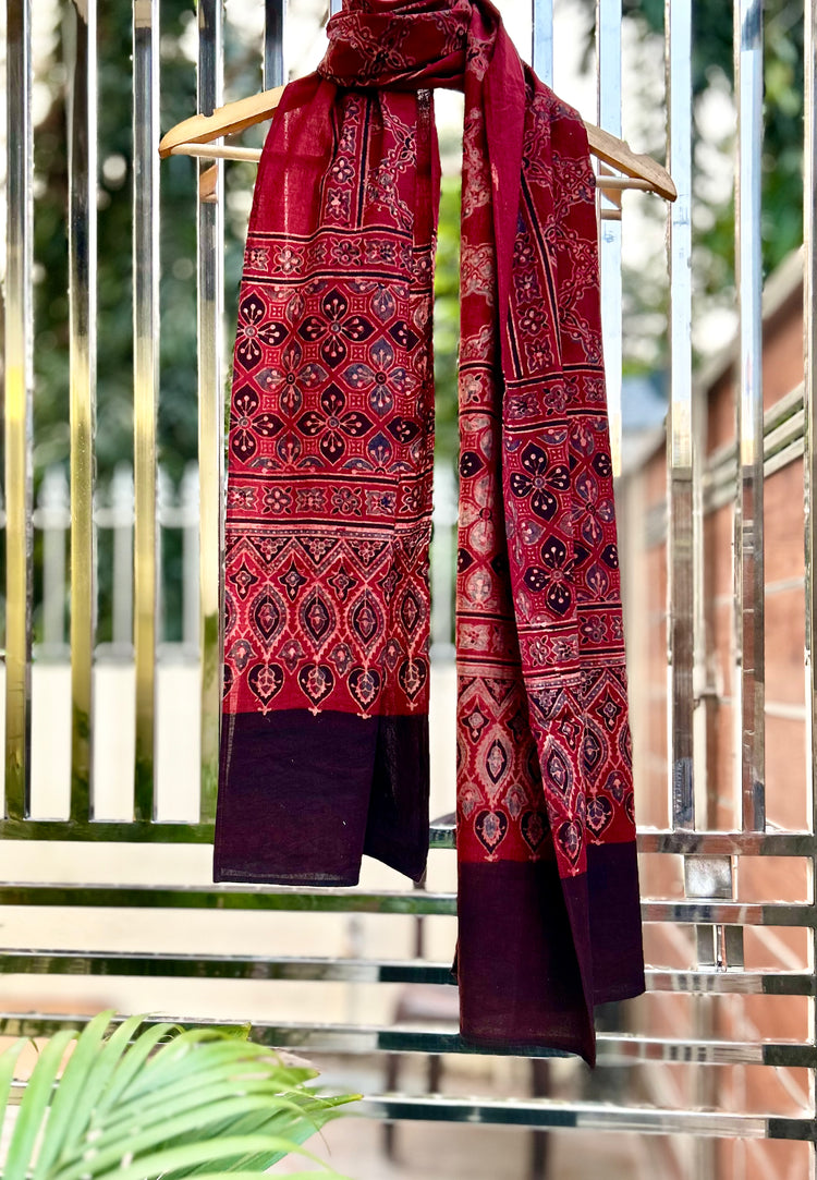 Ajrakh Block Printed Mul Stole