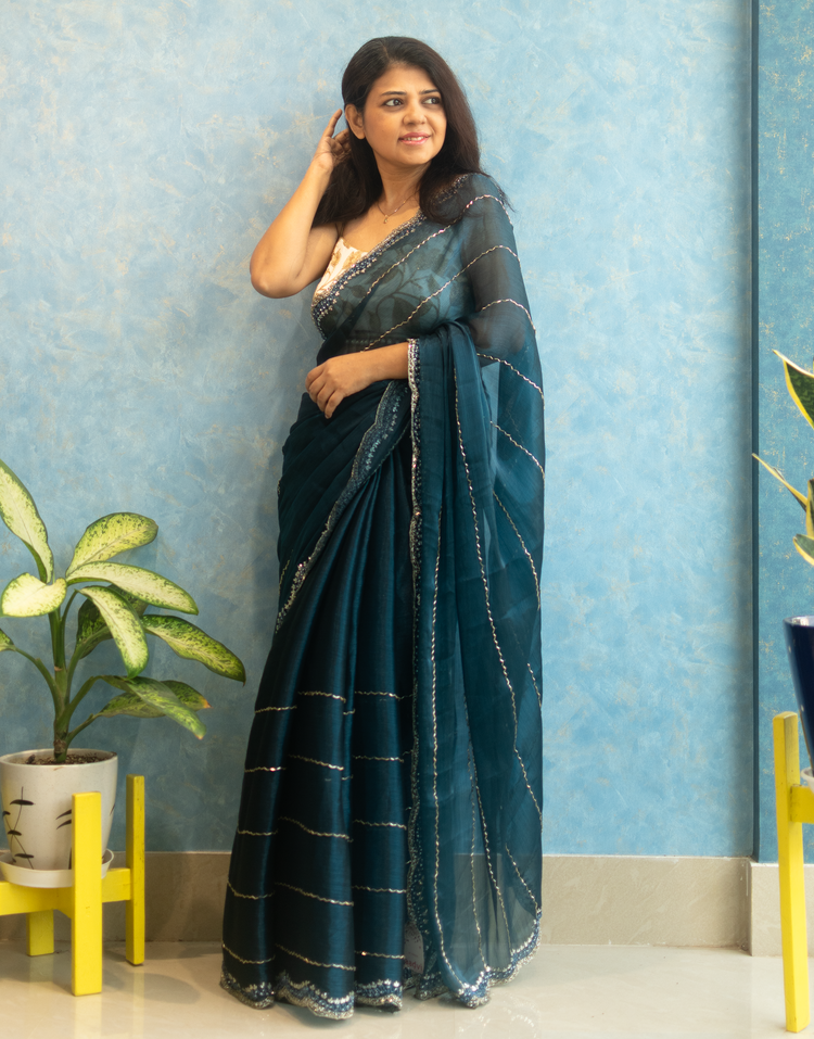 Prussian Hand Embroidery on Jimmy Choo Sari