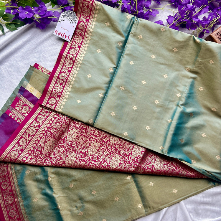 Silt Green Soft Silk Sareei