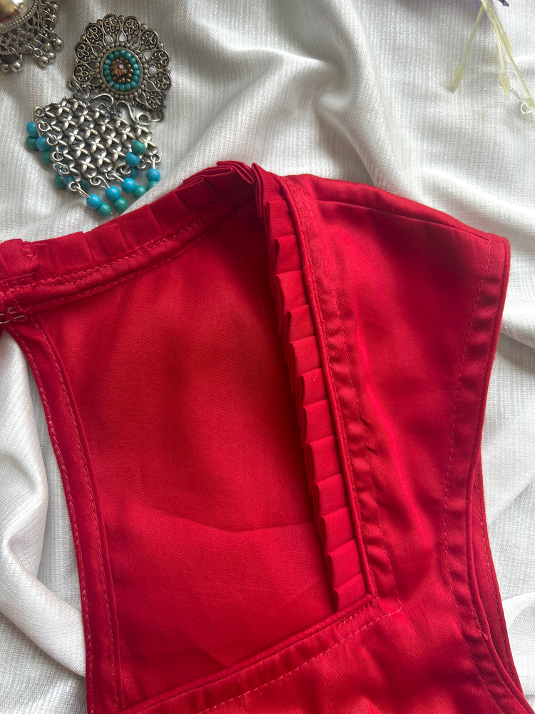 Red Cotton Designer Blouse