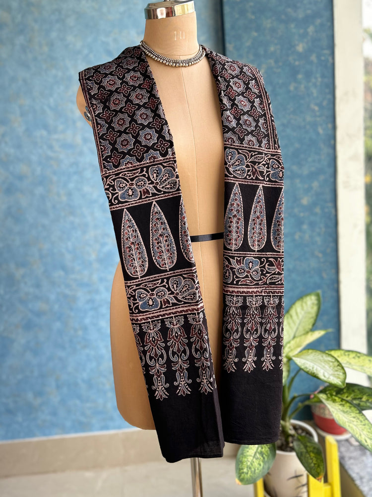 Ajrakh Block Printed Mul Stole
