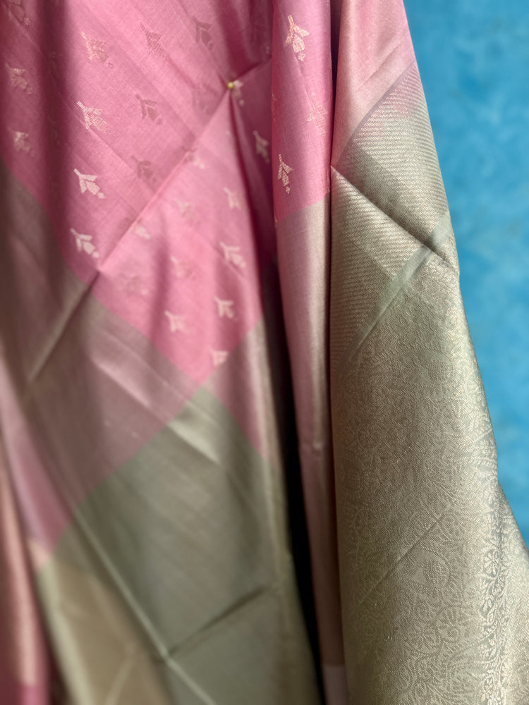 Pastle Kanchipuram Silk Sari