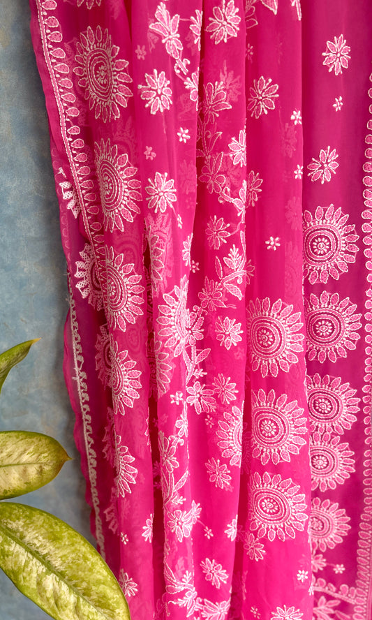 Blush Pink Chikankari Saree