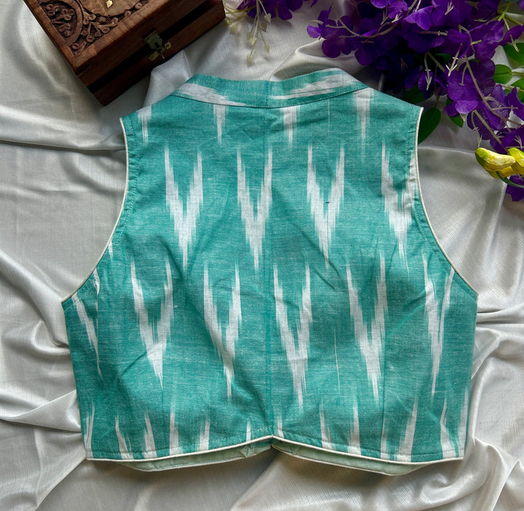 Sea Green Ikkat Cotton Blouse
