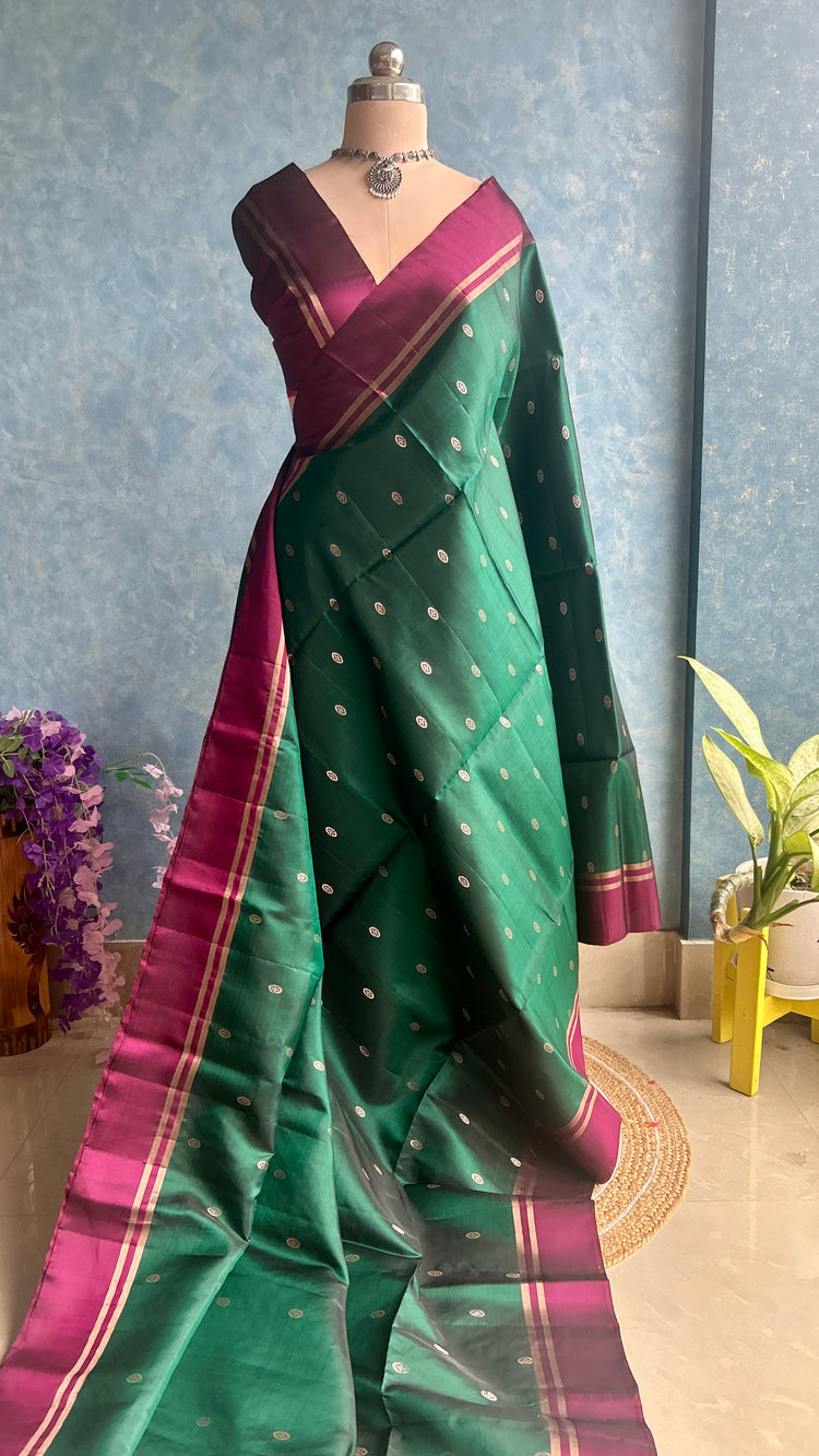Deep Green Kanchi Silk Sari