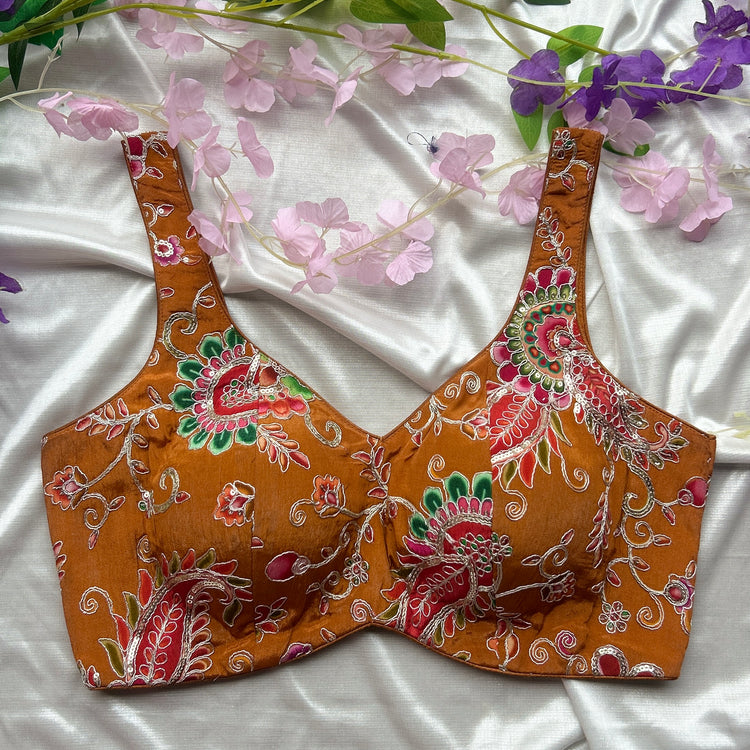 Ochre Floral Designer Blouse