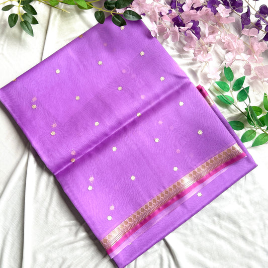 Orchid Pure Kora Banarasi Silk Saree