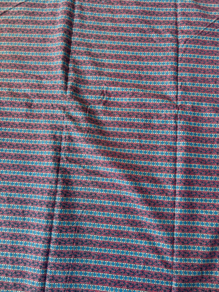 Stripes Ajrakh Printed Cotton Fabric