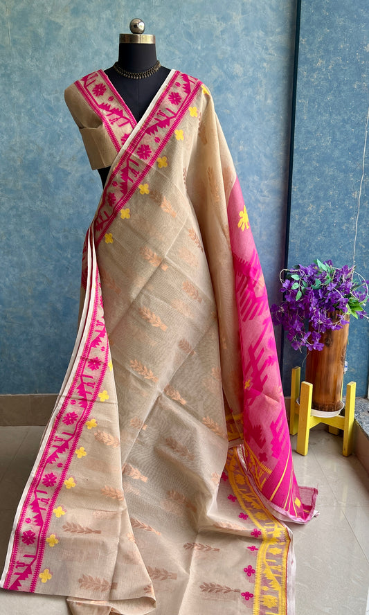 Ganga Jamuna Beige Bengal Jamdani