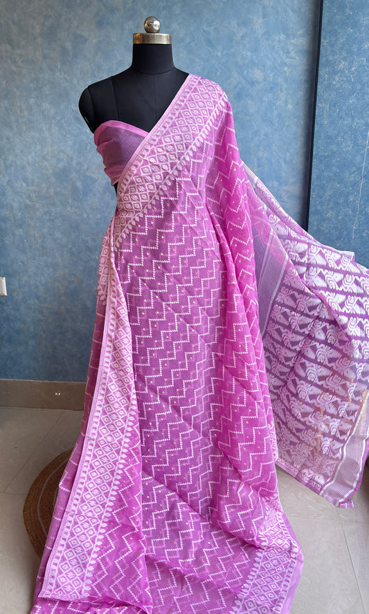 Neon Pink Dhakai Jamdani