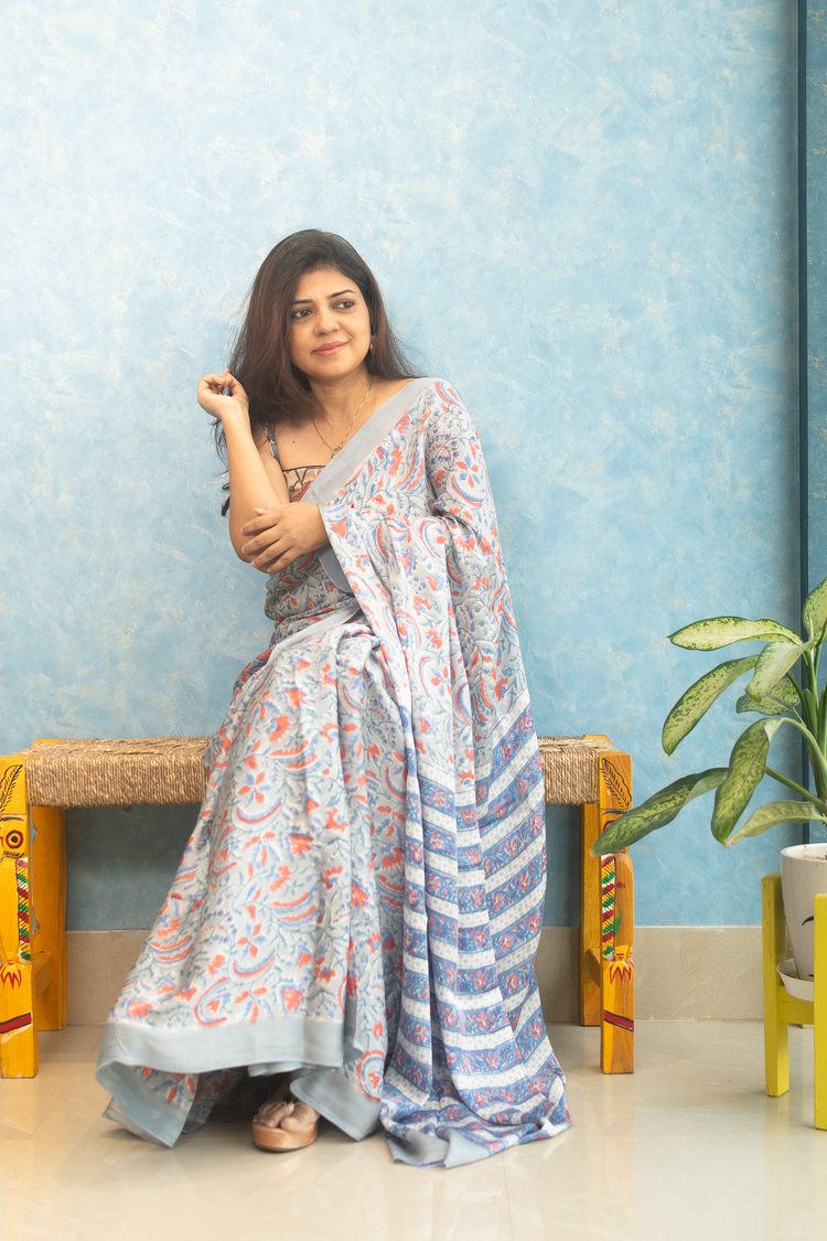 SCREEN PRINT MODAL SILK SARI