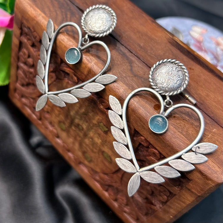 Baby Blue Silver Oxidised Earrings