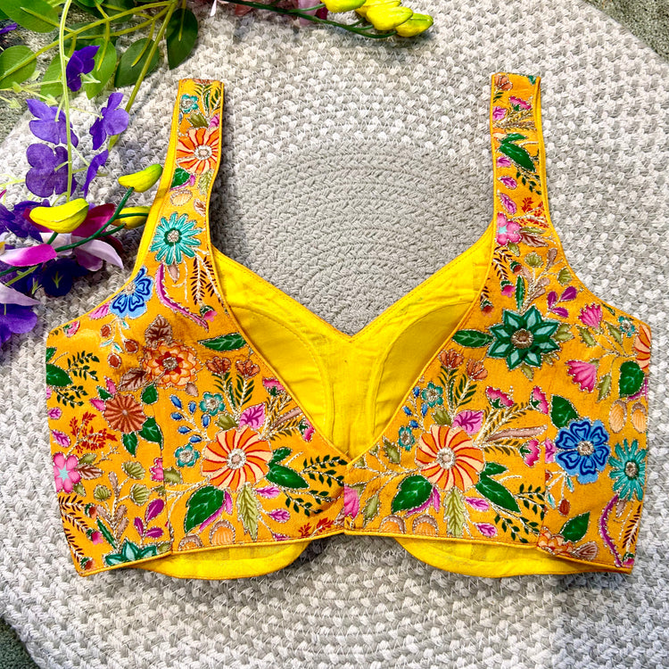 Yellow Floral Designer Blouse