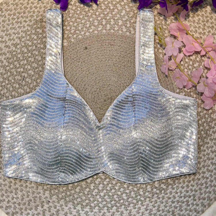 Silver Sequin Designer Blouse