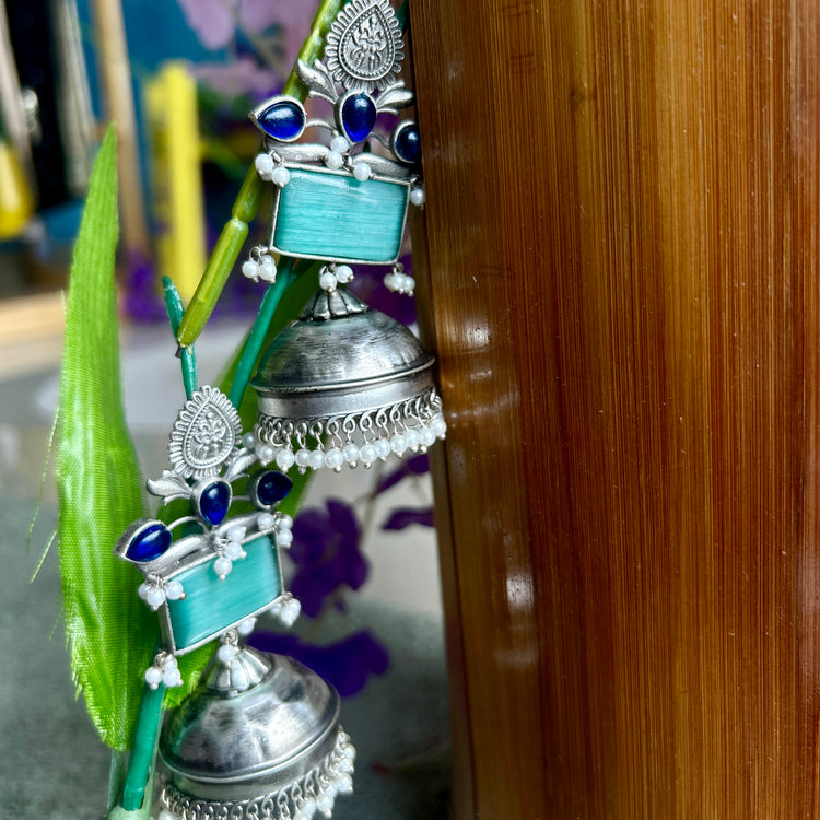 Silver Oxidised Jhumka