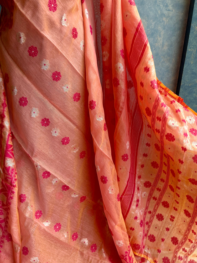 Blushing Peach Soft Dhakai Jamdani