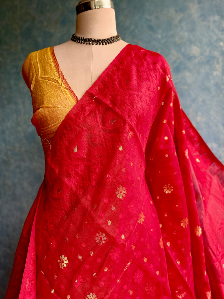 Red Soft Dhakai Jamdani