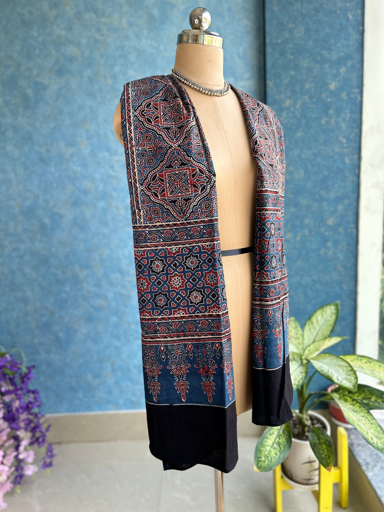 Ajrakh Block Printed Mul Stole