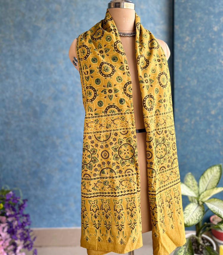 Ajrakh Block Printed Mul Stole