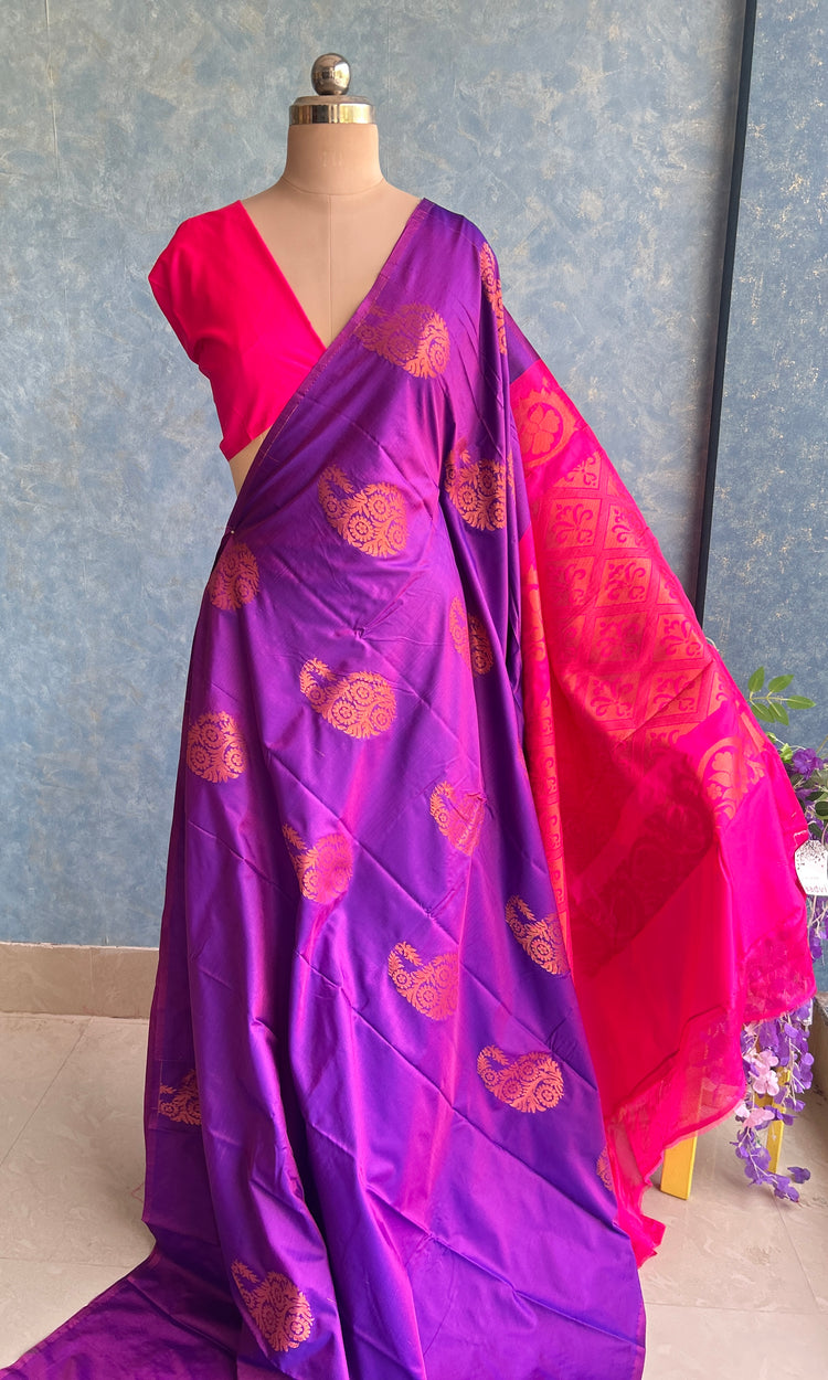 Violet Kanchi Silk Saree