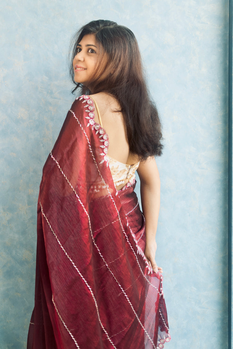 Rosewood Hand Embroidery on Jimmy Choo Sari