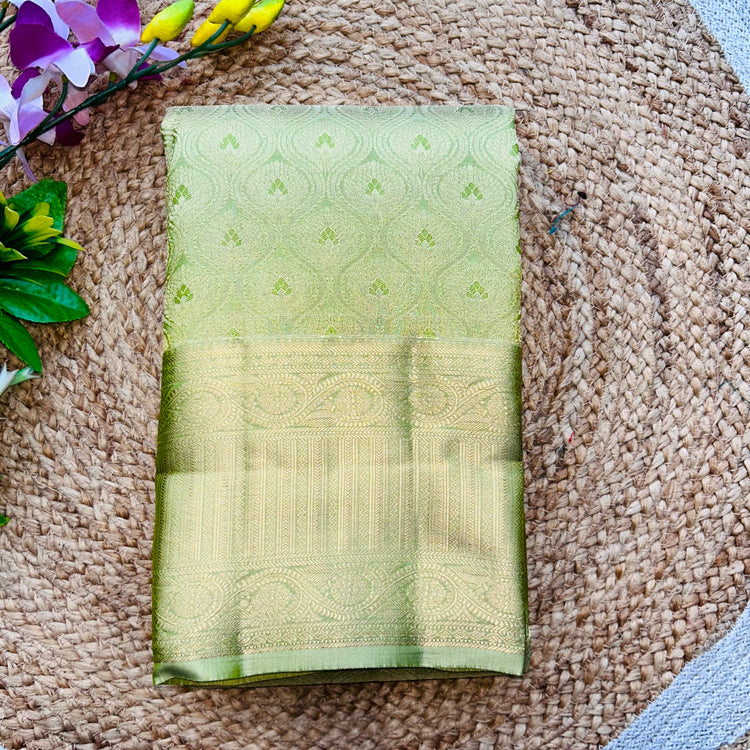 Lime Green Kanchipuram Silk Sari