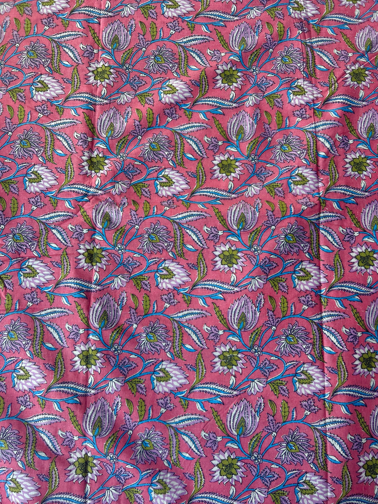 Dark Peach Floral Printed Cotton Fabric