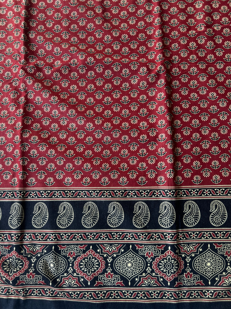 Maroon Ajrakh Printed Cotton Fabric
