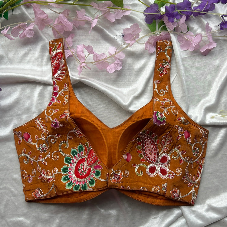 Ochre Floral Designer Blouse