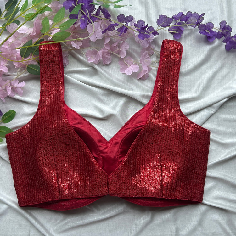 Red Sequin Designer Blouse