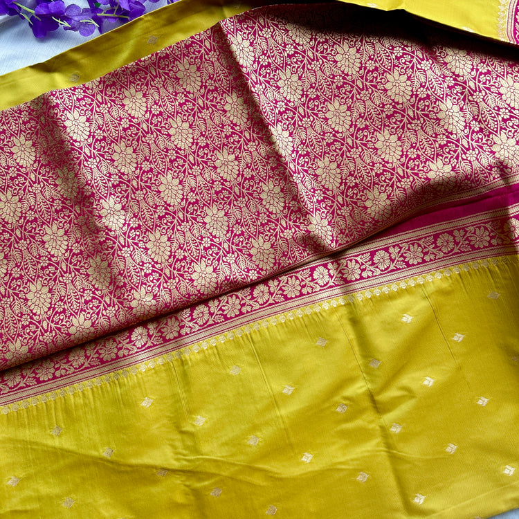 Lemon Yellow Soft Silk Saree