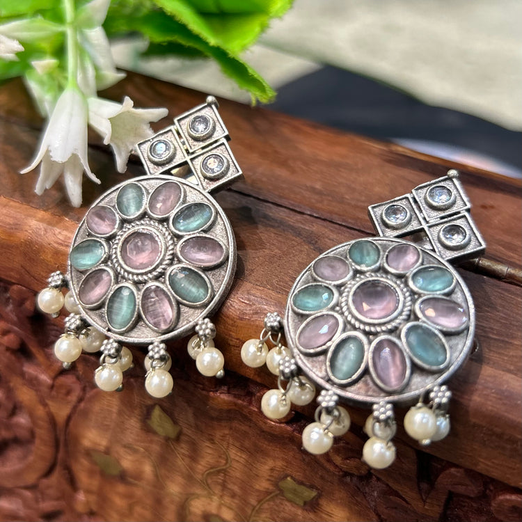 Pastle Silver Oxidised Earrings