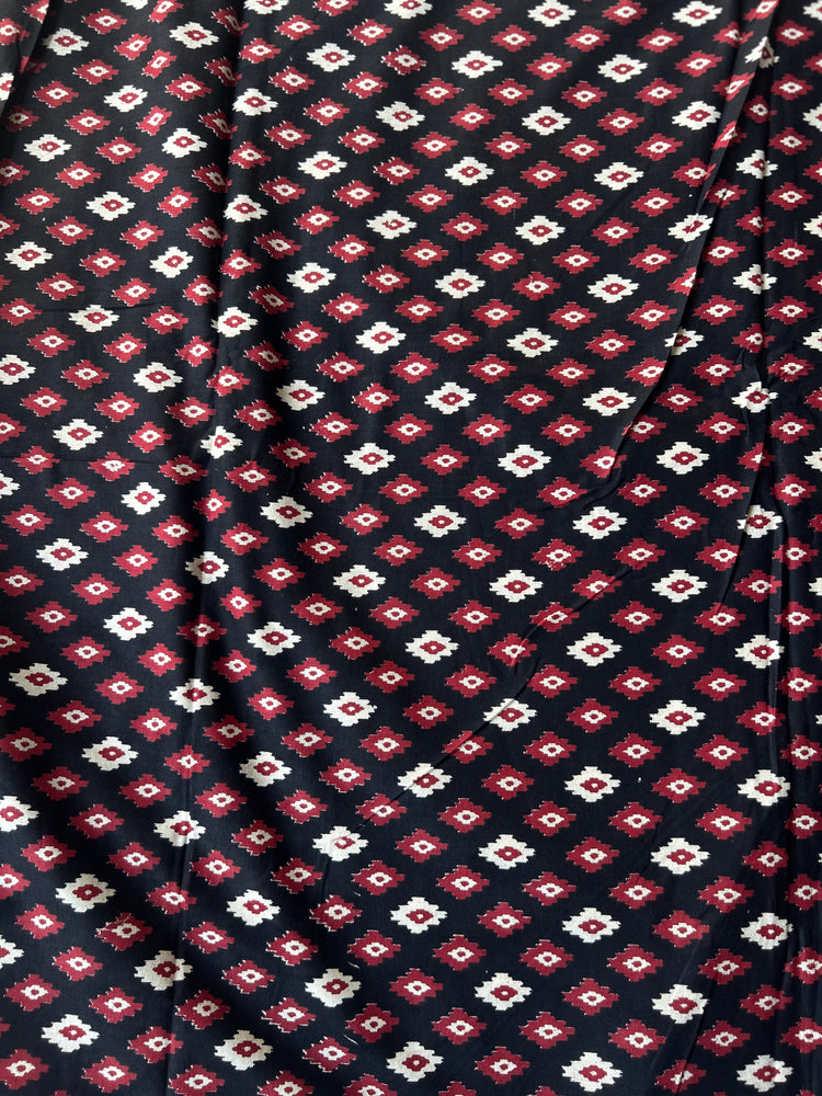 Ikkat Printed Black Cotton Fabric