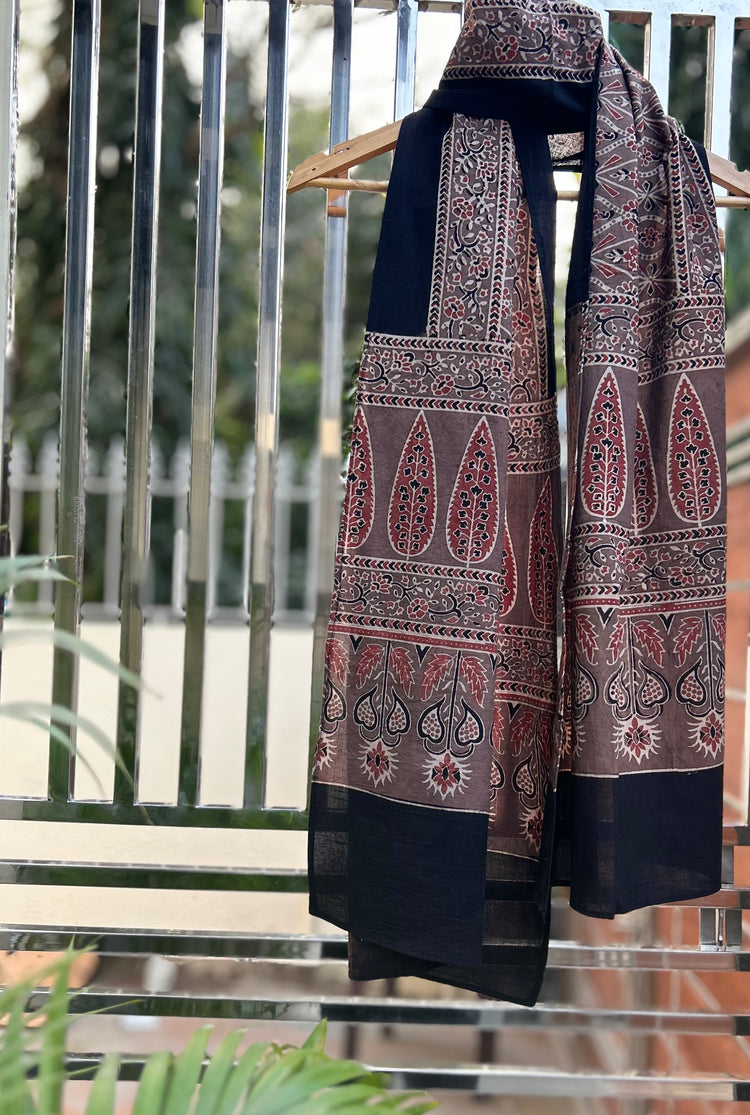 Ajrakh Block Printed Mul Stole