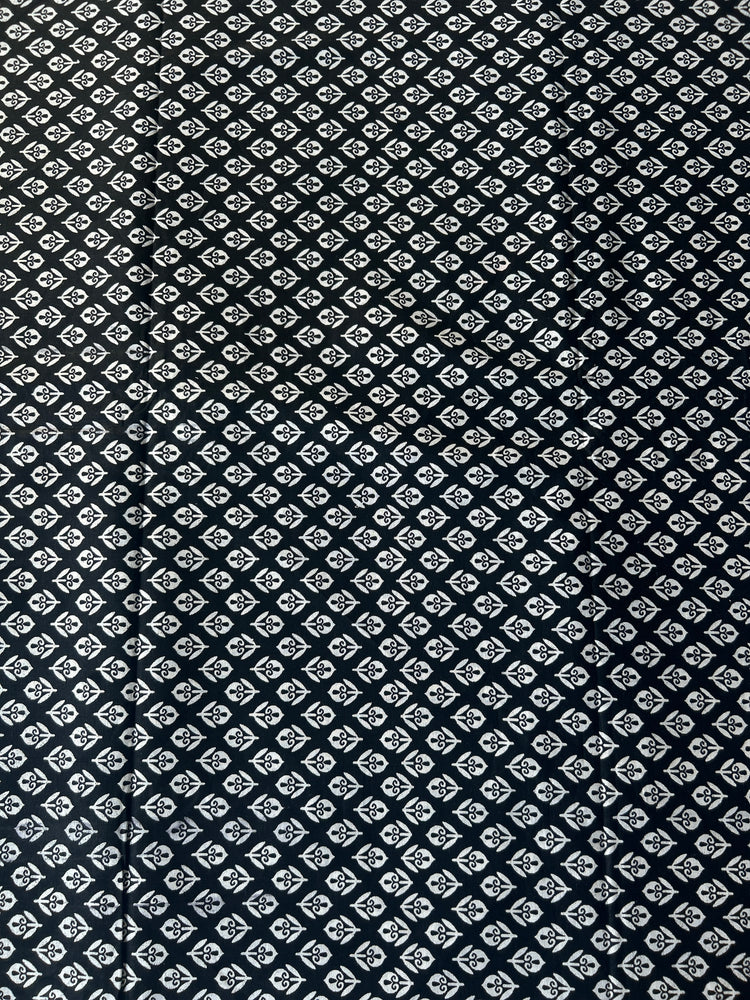 Black Block Printed Cotton Fabric