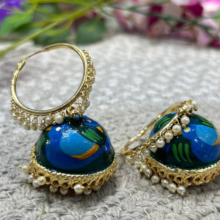 Blue Hand Painted Jhumka
