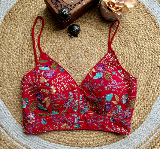 Red With Zari Work Designer Blouse