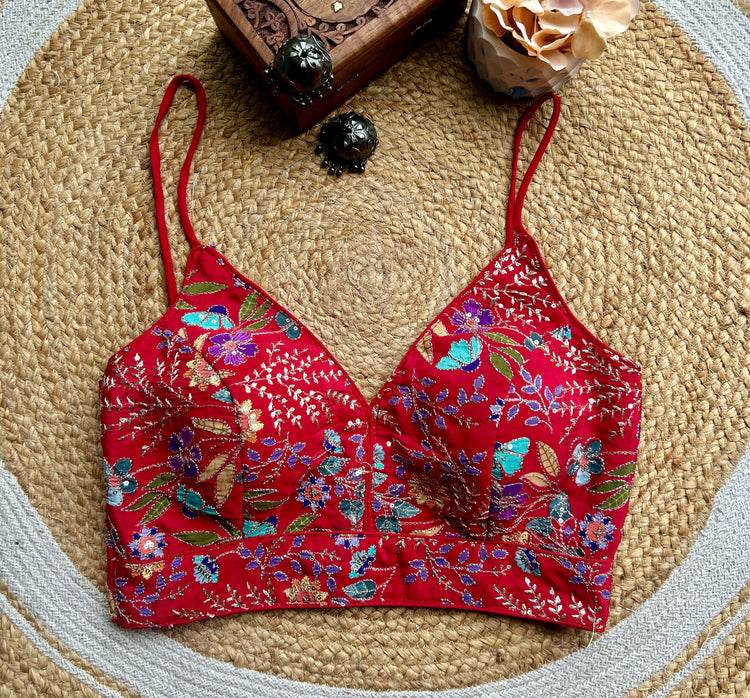 Red With Zari Work Designer Blouse