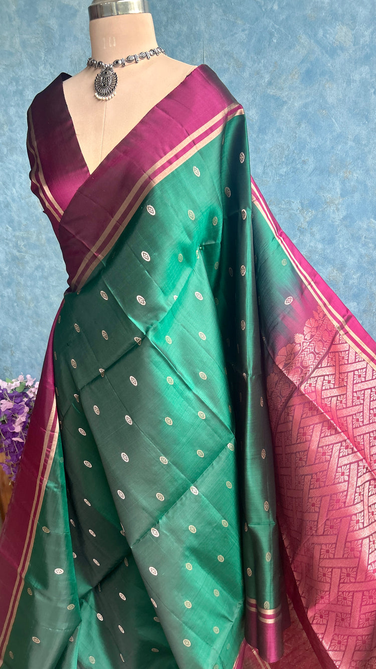 Deep Green Kanchi Silk Sari