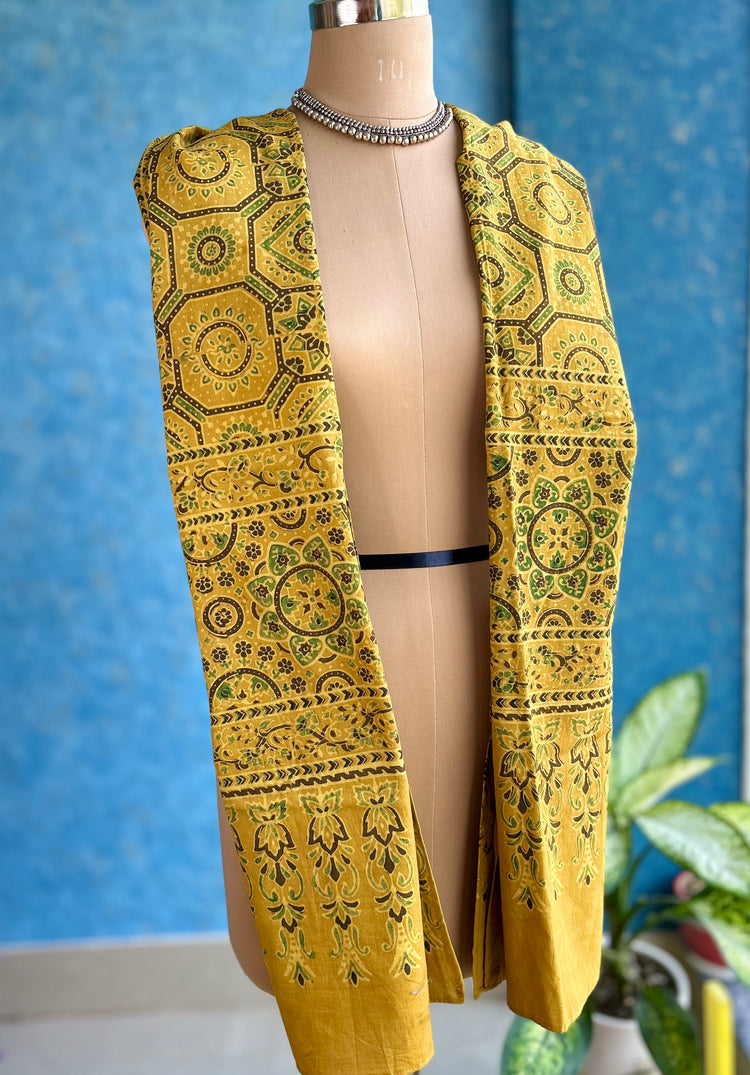 Ajrakh Block Printed Mul Stole
