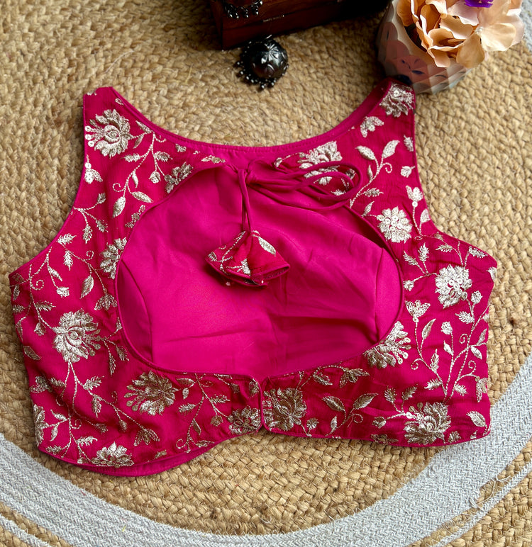 Pink Zari Work Designer Blouse
