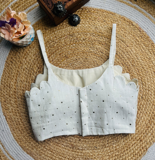 Golden White Silk Designer Blouse