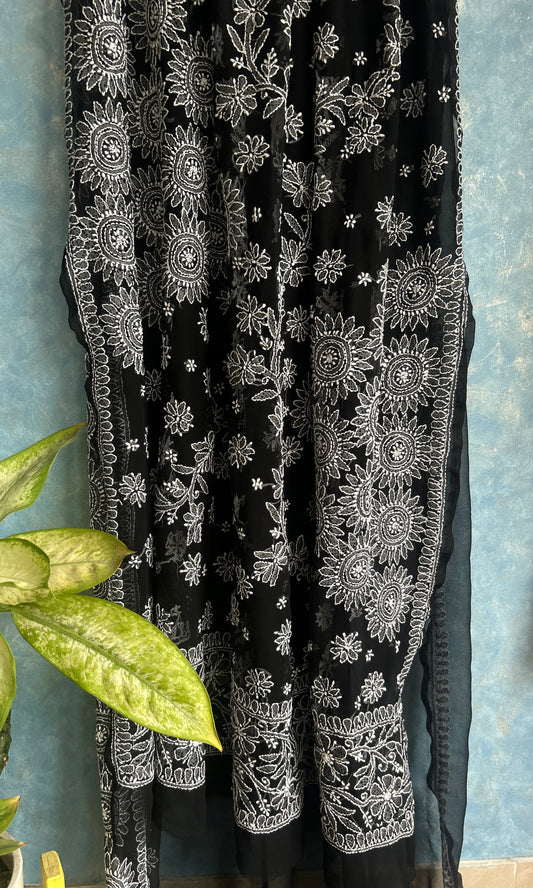 Black Chikankari Saree