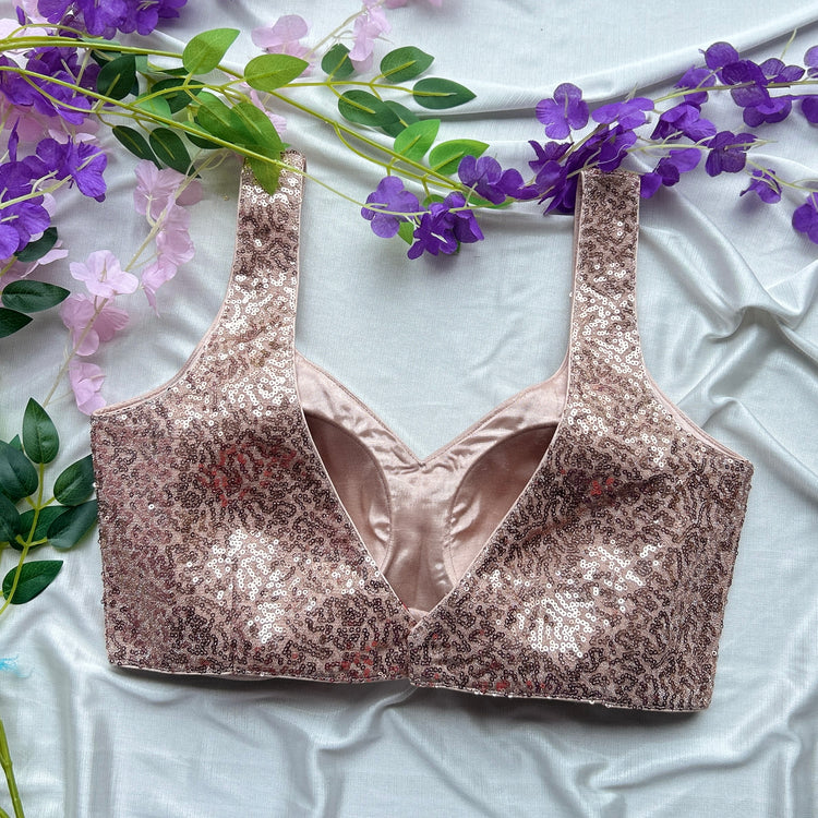 Rose Gold Sequin Designer Blouse