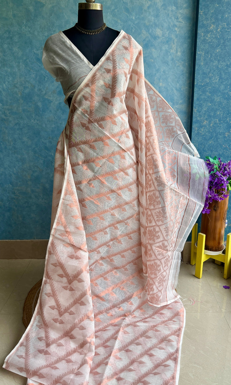 Sada Copper Zari Bengal Cotton Jamdani