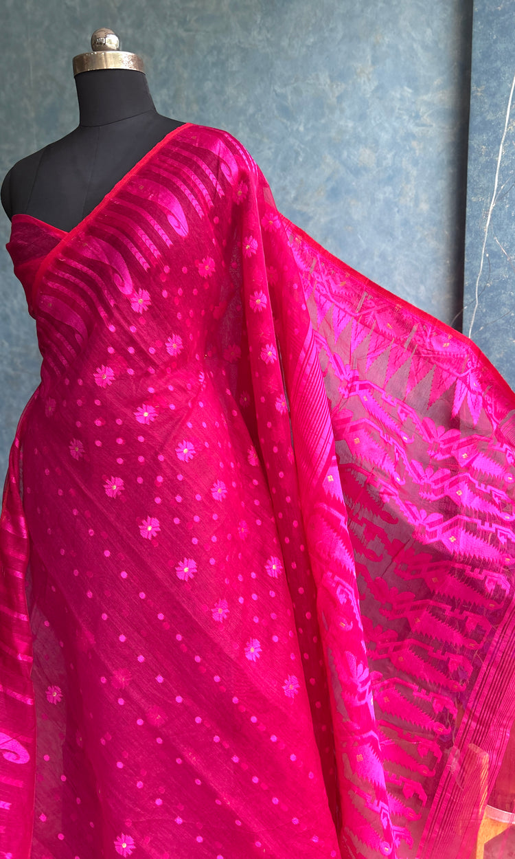 Raspberry Dhakai Jamdani