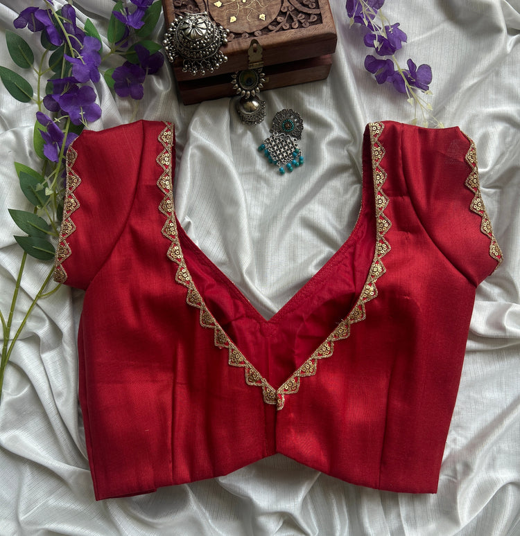 Red Tissue Designer Blouse